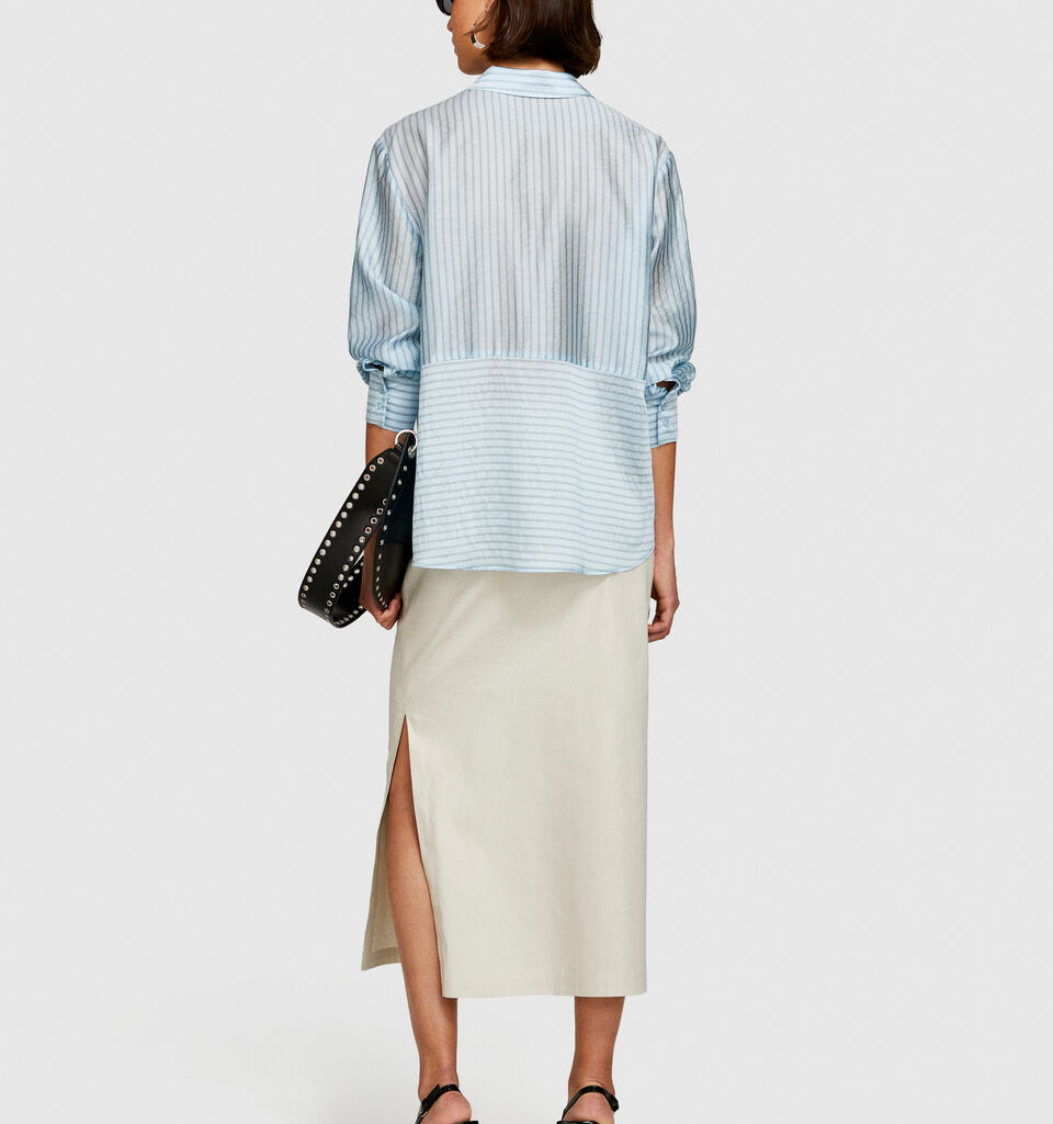 Oversized striped shirt - women's shirts - Light Blue | Sisley image number 3